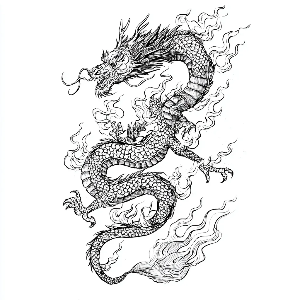Small dragon tattoo line-art design with clean minimal detail
