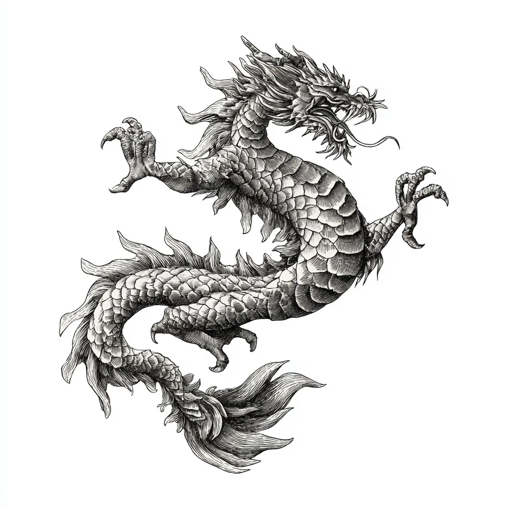 Dragon tattoo sleeve concept with full-arm flowing composition