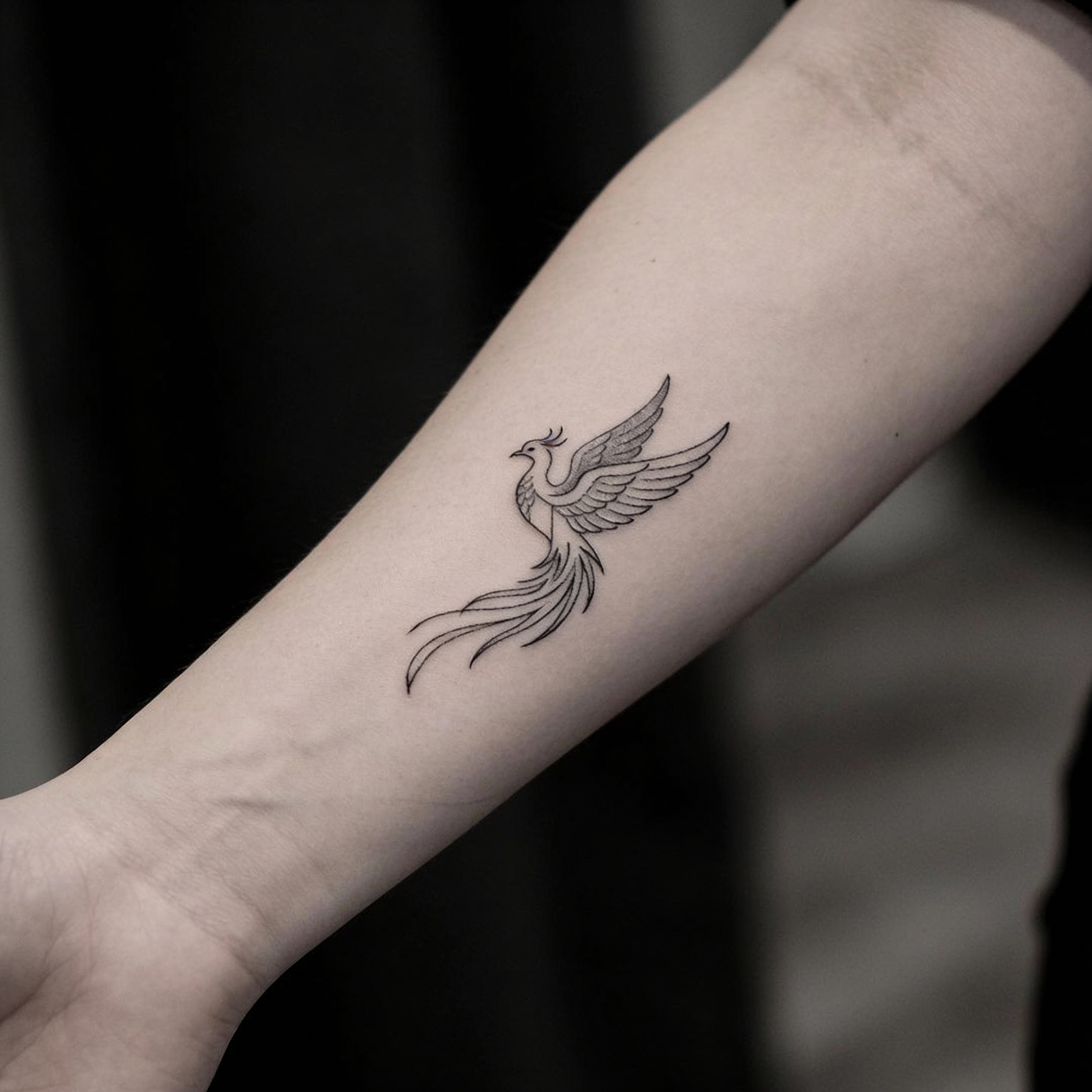 Small phoenix forearm tattoo