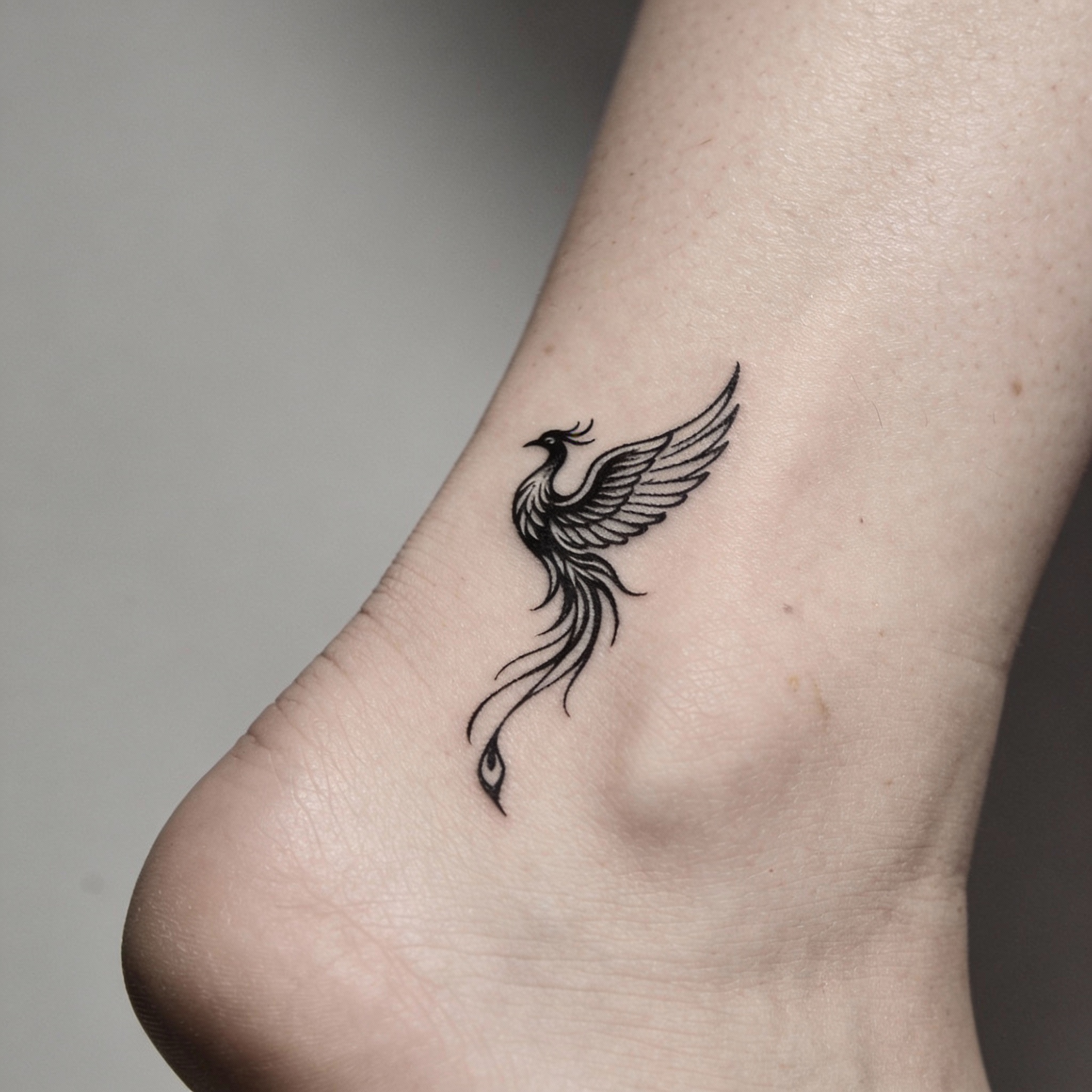 Small phoenix ankle tattoo