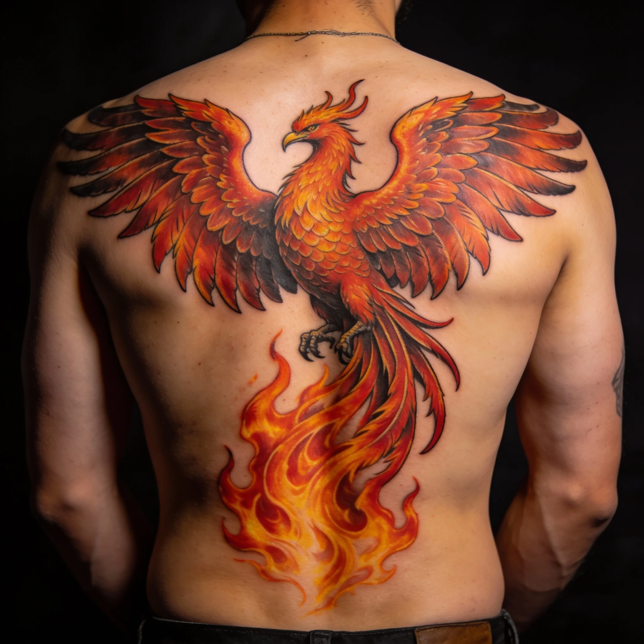 Full back phoenix tattoo design