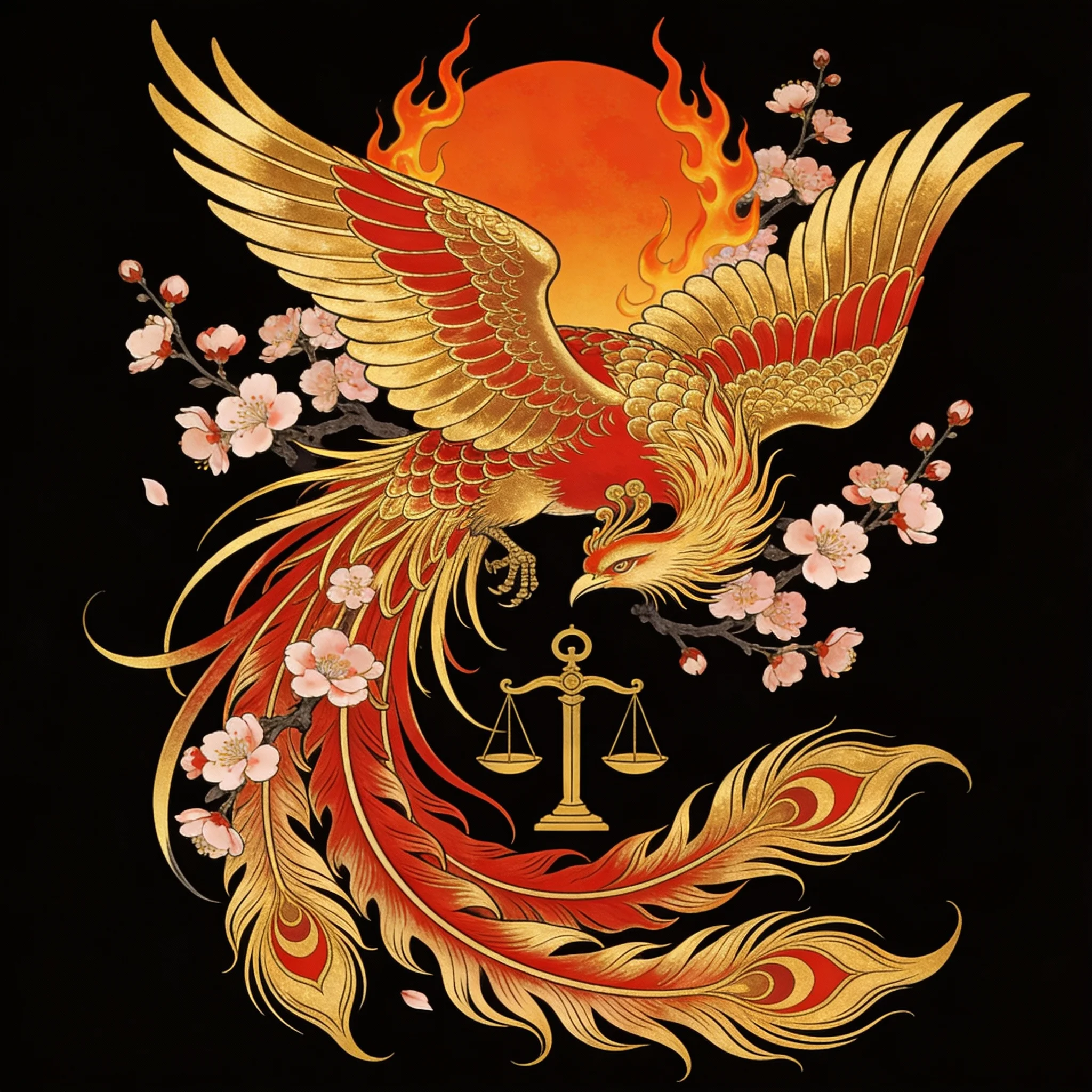 Japanese Ho-o phoenix tattoo design in irezumi style