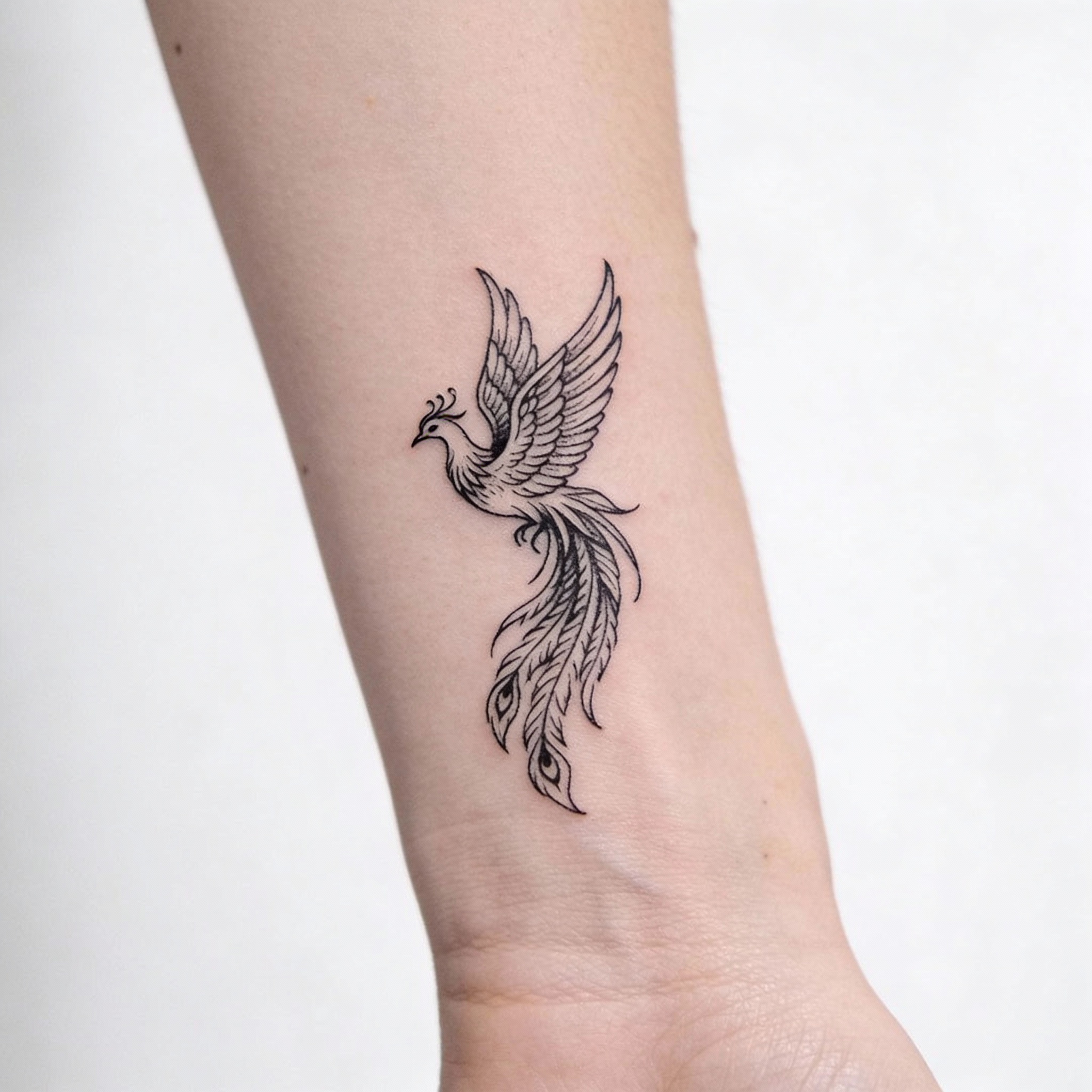 Small phoenix tattoo on wrist placement