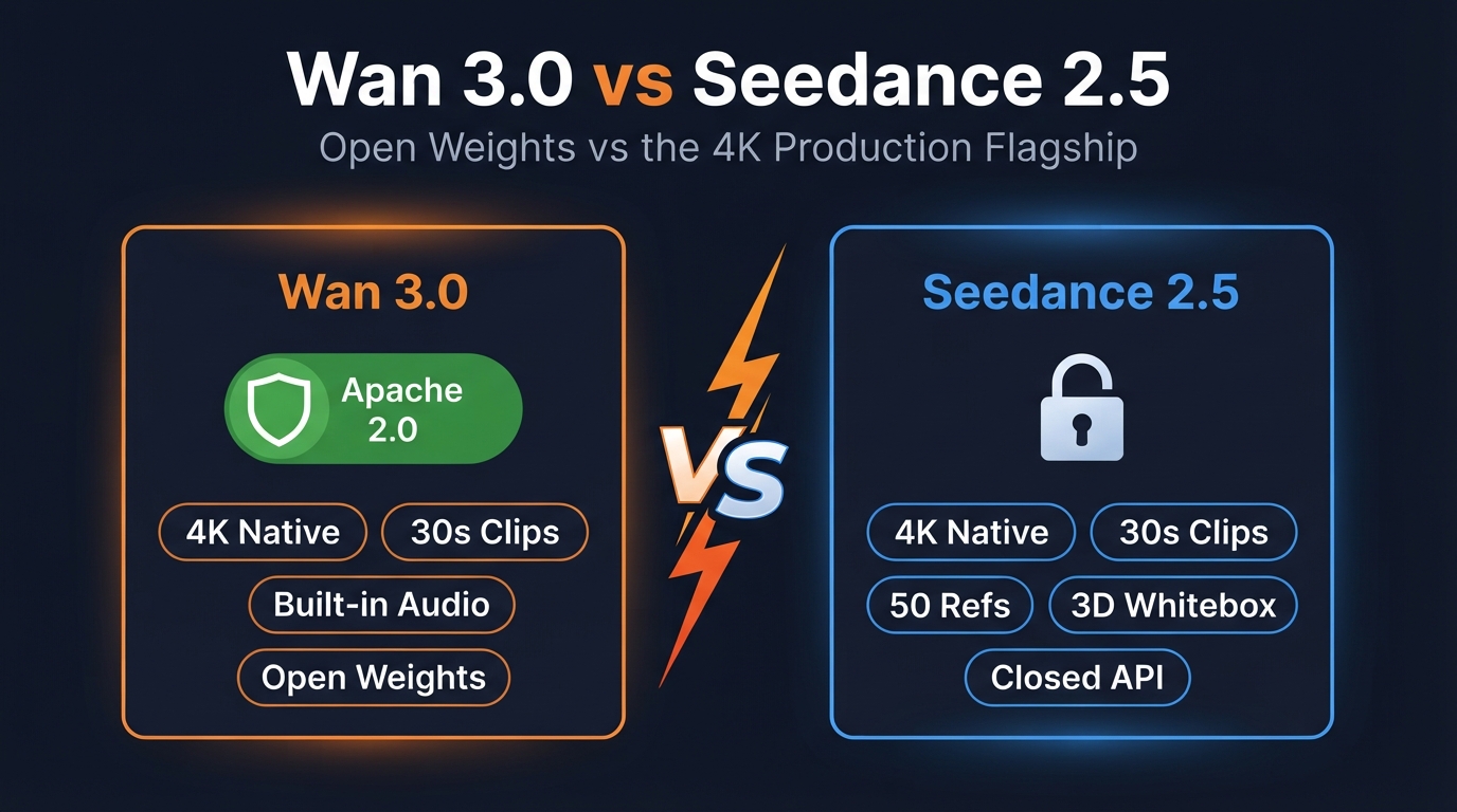 Wan 3.0 vs Seedance 2.5: Open Weights vs the 4K Production Flagship