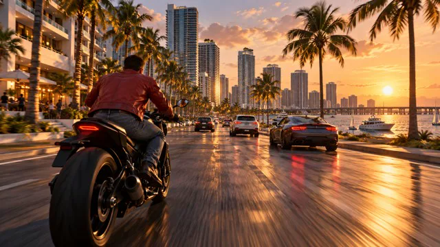 Motorcycle at sunset