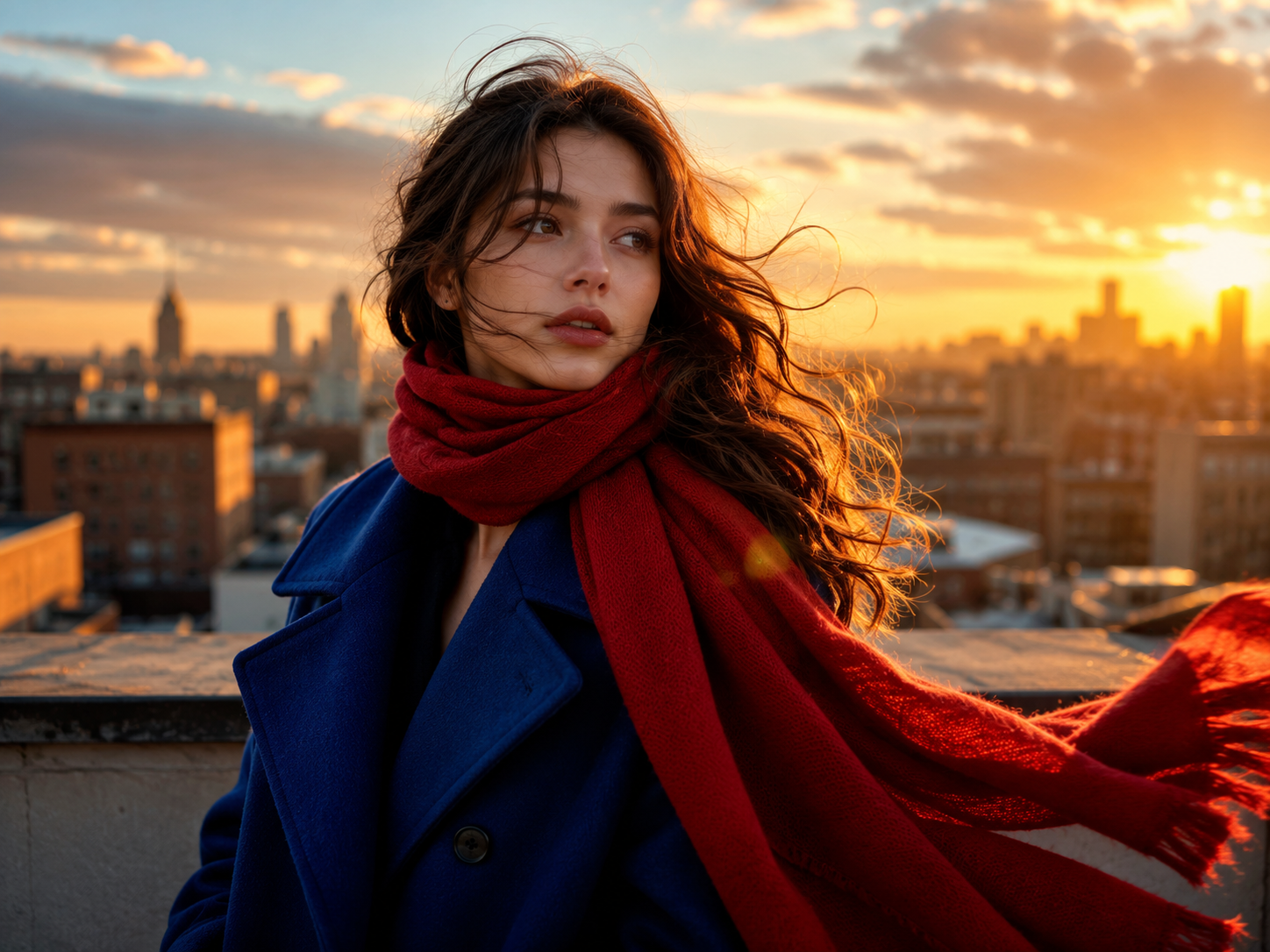 Golden-hour rooftop Yeri AI prompt example